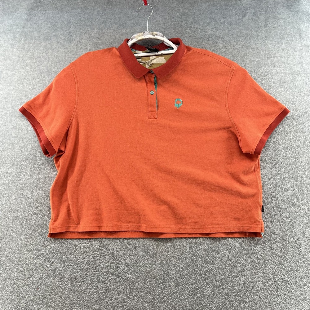 outdoor afro X rei coop mens size 2XL orange short sleeve polo shirt cropped